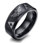 Bague zelda anneau tri force link bijoux noir
