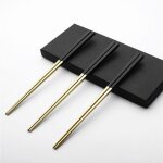Baguettes en acier inoxydable, ustensiles de table portables r�utilisables baguettes chinoises b�tonnets ...