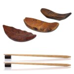 Baguettes en bois, repose - baguettes en forme de feuille de poisson cuill�re fourchette rack sushi japonais ...