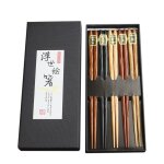 Baguettes en bois de style japonais pour sushi, 5 paires, btonnets antidrapants, baguettes chinoises ...