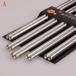 Baguettes chinoises en acier inoxydable, 3 types, rondes / carr�es / spirales, 5 paires de baguettes ...