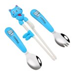 Baguettes chinoises pour enfants, chat mignon, jeu de cuillres, fourchettes, accessoires de cuisine