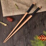 Baguettes ecologiques japonaises en bois de marron naturel, 1 paire, fait a la main, cadeau de valeur ...