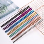 Baguettes japonaises et chinoises en m�tal et acier inoxydable, ustensiles de table color�s, longueur ...