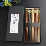 Baguettes japonaises réutilisables en bois de hêtre naturel, 5 paires, ensemble chinois, service ménager ... Baguettes japonaises réutilisables en bois de hêtre naturel, 5 paires, ensemble chinois, service ménager ...