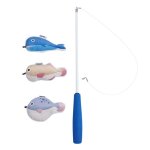 Baguette de p�che de simulation amusante, jouet interactif avec 3 pendentifs de poisson