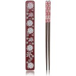 Baguettes r�utilisables en bois naturel japonais 1 paire avec etui, portable et lavable au lave - vaisselle ...