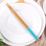 Baguettes rutilisables en bambou naturel, 1 paire, traditionnelles faites a la main, chinoises, classiques, ...