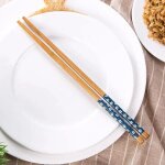 Baguettes rutilisables en bambou naturel, 1 paire, traditionnelles faites a la main, chinoises, classiques, ...