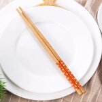Baguettes rutilisables en bambou naturel, 1 paire, traditionnelles faites a la main, chinoises, classiques, ...