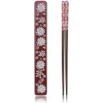 Baguettes r�utilisables en bois naturel japonais 1 paire avec etui, portable et lavable au lave - vaisselle ...