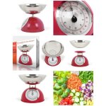 Balance de cuisine avec bol en acier inoxydable de 1. 8l rouge design rétro Balance de cuisine avec bol en acier inoxydable de 1. 8l rouge design rétro