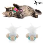 Balle en peluche en fausse plume pour chat, 2 pi�ces, clochette interactive, jouet a pompon en plumes ...