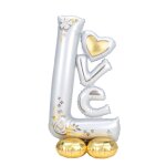 Ballon alu lettre love mariage 73x147cm argent or