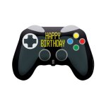 Ballon aluminium anniversaire manette 77x52cm noir