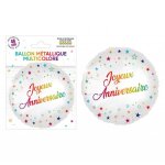 Ballon aluminium anniversaire multicolore 46cm