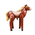 Ballon aluminium cheval fleuri 101x105cm marron
