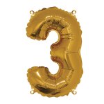Ballon en aluminium chiffre 3 or 40cm