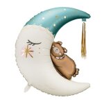 Ballon aluminium ours sommeil lune 71x86cm bleu