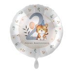 Ballon aluminium rond 2 an garcon tigre 43cm