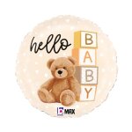 Ballon aluminium rond naissance ours peluche 46cm