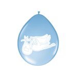 Ballons cigogne d�coration f�te d'anniversaire bleu - blanc 8 pi�ces 30 cm