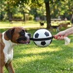 Ballon de football pour chien - eden - matchball - 20 cm - corde int�gr�e - caoutchouc r�sistant