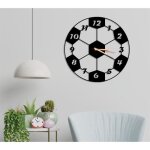 Ballon de football horloge murale en m�tal horloge vintage noire et ronde en m�tal 50cm