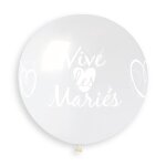 Ballon geant bio vive les maries 80cm transparent