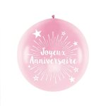 Ballon geant latex joyeux anniversaire 1m rose