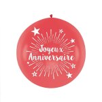 Ballon geant latex joyeux anniversaire 1m rouge