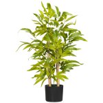Bambou artificiel h. 60 cm feuilles denses r�alistes lichen pot inclus