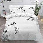 Bambou oiseau pie housse de couette x imprim�� d japon parure de lit personnes ado fille enfants microfibre ...
