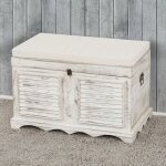 Banc banquette / coffre de rangement t356, style shabby 50x76x45cm blanc