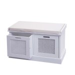 Banc hwc - j49, banc rembourr� banc de vestiaire 47x75x40cm blanc, rembourrage cr�me - blanc