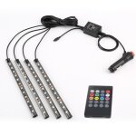 Bande led pour int�rieur de voiture atmosph�re lumi�re 48 led multicolore et etanche 4 barre lumineuse ...