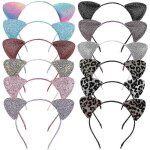 Bandeau turban, serre - tte de costume, cerceaux a cheveux brillants avec oreilles de chat, serre - ...