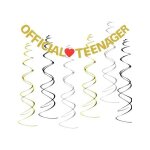 Banni�re de d�coration suspendue - 13e anniversaire - paillettes dor�es - c?ur rouge - papier brillant ...