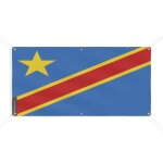 Banni�re drapeau de la r�publique d�mocratique du congo 6 oeillets 170x340cm en polyester