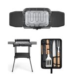 Barbecue electrique 2200w sur pieds ou de table noir acier et chrome 2200w + accessoires de cuisson Barbecue electrique 2200w sur pieds ou de table noir acier et chrome 2200w + accessoires de cuisson