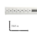 Barre tringle pour rideau de douche d'angle a fixer en alu surprise 170x175cm blanc - glisseurs inclus ...