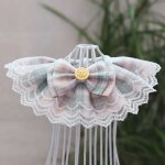 Bavoir rose en gaze de coton pour chien, ruban a carreaux, n?ud papillon en organza, collier pour chien, ...