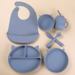 Bavoir en silicone souple imprimé dessin animé pour bébé, bol a ventouse, assiette, tasse, cuillère, ... Bavoir en silicone souple imprimé dessin animé pour bébé, bol a ventouse, assiette, tasse, cuillère, ...