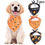 Bavoir triangle pour animaux de compagnie, 3 pices, bandana d'halloween, citrouille, echarpe de cou ...