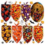 Bavoir triangulaire pour chien, bandana d'halloween, avec motif de citrouille, chauve - souris, araign�e ...