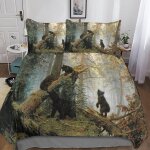 Bear housse de couette parure de lit de animal ensemble de literie imprim�� d taie d'oreiller linge de ...