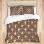 Beige parure litart d��co sans soudure fond dor��housse couette et taies d'oreiller microfibre avec fermeture ...