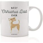 Best chihuahua dad ever coffee mug gift idea for daddy father small brown chihuahua dog breed adopted ...