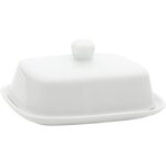 Beurrier 500 g - beurrier en porcelaine blanche - bote a beurre avec couvercle et poigne pour petits ...