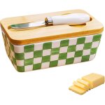 Beurrier en céramique avec couvercle en bois - 350 ml - grand beurrier avec couteau a beurre - passe ... Beurrier en céramique avec couvercle en bois - 350 ml - grand beurrier avec couteau a beurre - passe ...